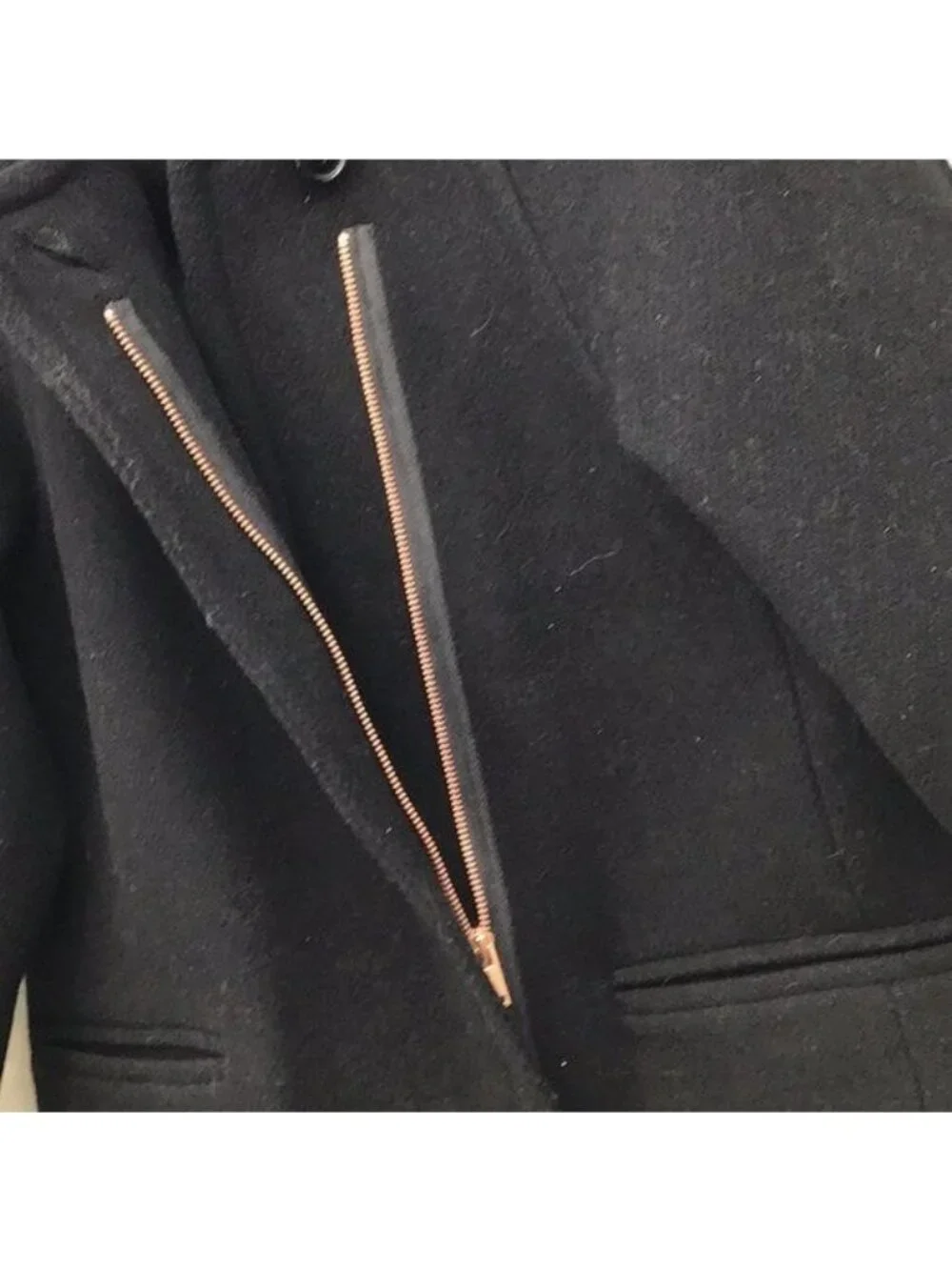 J.Crew Womens Black Stadium Cloth Coat By Nello Gori With Zip & Button Closure S